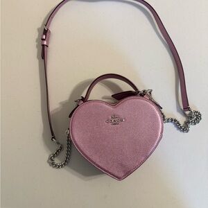 Coach Metallic Pink Heart Crossbody Bag